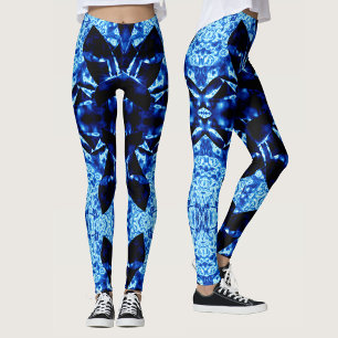 Legging Azul Verdadeiro Padrão Abstrato Polinésio