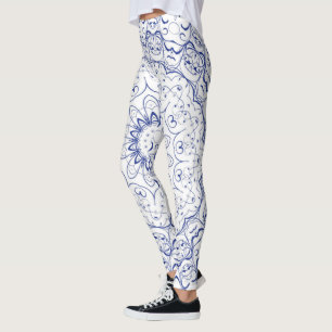 Legging Azul Vintage - Lugar Francês Sobre Branco