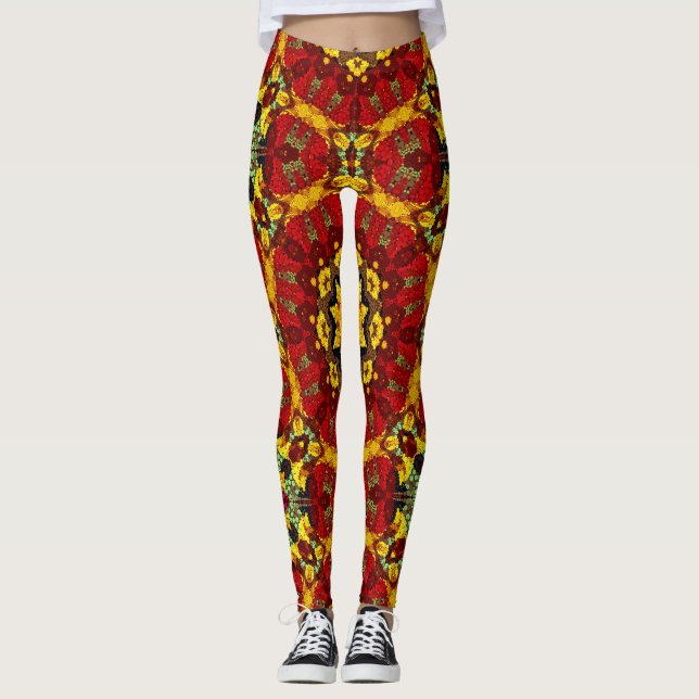 Legging azulejo caleidoscópico moderno abstrato (Frente)