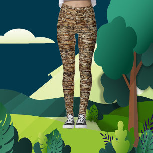 Legging Azulejo Castanho Abstrato de Arte Moderna Casual
