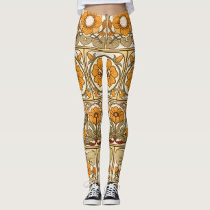 Legging Azulejo cerâmico: Estilo Art Nouveau.
