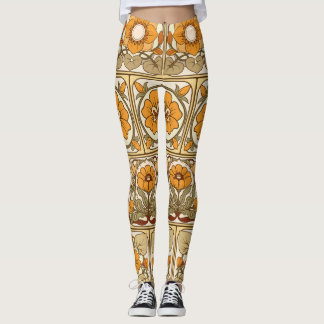 Legging Azulejo cerâmico: Estilo Art Nouveau.