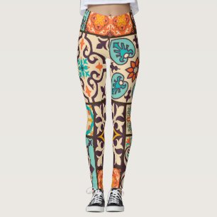 Legging Azulejo Colorido de Patchwork Islam Motifs