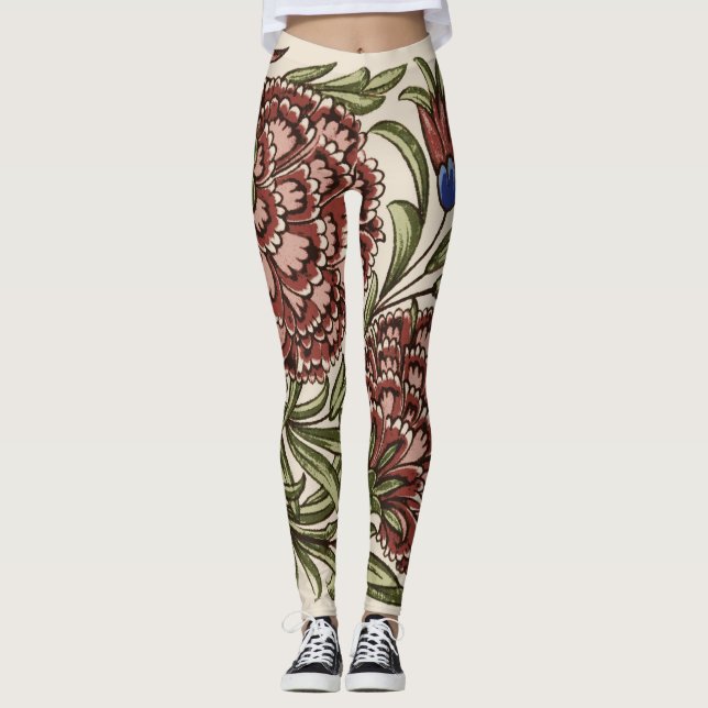 Legging Azulejo de Flor Antiquado Arte Russa (Frente)