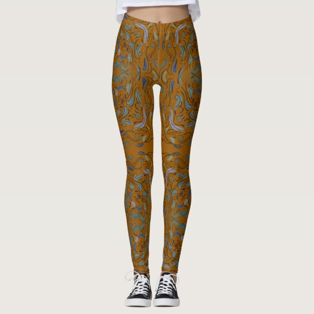 Legging azulejo de outono renascentista (Frente)