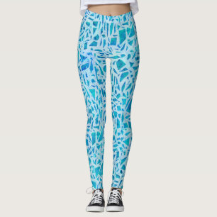 Legging Azulejo de Vidro Mosaico Turquesa Azul Moderno Chi