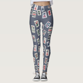 Legging Azulejo MahJongg em azul escuro