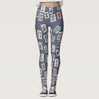 Legging Azulejo MahJongg em azul escuro