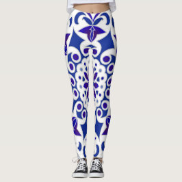 Legging Azulejos Azulejos Azuis e Brancos do Indigo