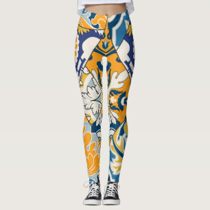 Legging Azulejos Azulejos Papel de Wallpaper Vintage