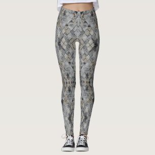 Legging Azulejos beges de cinzas de mármore em losango