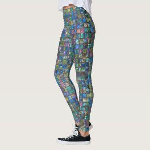 Legging Azulejos brilhantes glamoroso do Aqua