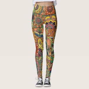 Legging Azulejos de Boho: padrão transparente colorido