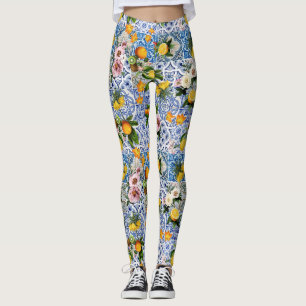 Legging azulejos de estilo siciliano com flores e limão