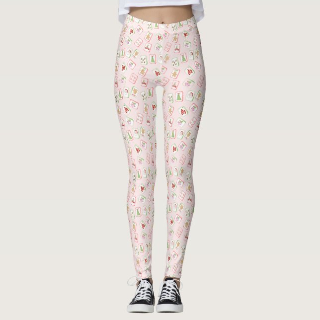 Legging Azulejos de Mahjong de Natal (Frente)