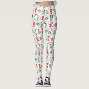 Legging Azulejos de Mahjong LG #4 Vermelho Verde Azul Bran