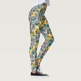 Legging Azulejos de visores, ouros e prata ou manchados