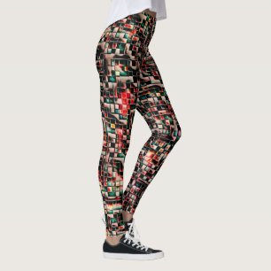 Legging Azulejos escuros em estilo áspero texturizado, qua