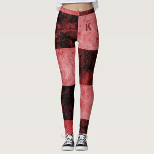Legging Azulejos Grunge Preto Vermelho Monograma Personali