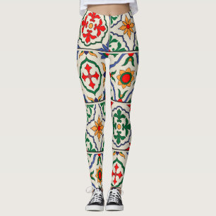 Legging Azulejos marroquinos: Padrão Colorido Sem Olhos.