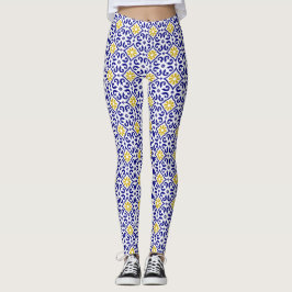 Legging Azulejos Portugueses Azulejo Padrão Yoga Cala Azul