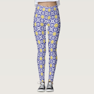 Legging Azulejos Portugueses Azulejo Padrão Yoga Cala Azul
