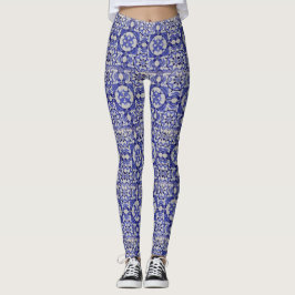 Legging Azulejos Portugueses Azulejo Padrão Yoga Cala Azul