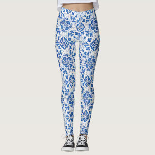 Legging Azulejos Portugueses Azulejo Padrão Yoga Cala Azul