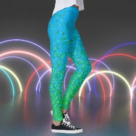 Legging Azure Blue e Green Freckles Impressão
