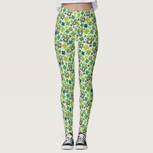 Legging Baby Owl Cute St Patrick Cartoon (Frente)