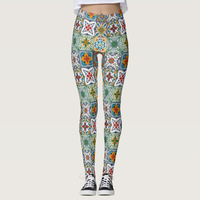 Legging Backplasias de Wallpaper/azulejos inspirados por T (Frente)