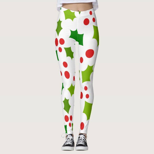 Legging Bagas e folhas de Natal (Frente)
