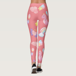 Legging Balão-arco-íris de dinossauro, rosa-doce, bonito