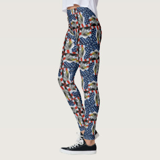 Legging Bald Eagle e o Patriótico da Bandeira Americana