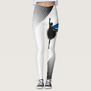 Legging Balé Dancer das Pernas Brancas W Pontos Pretos Imp