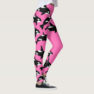 Legging Baleia Assassina de Orca Rosa Quente, Patterada