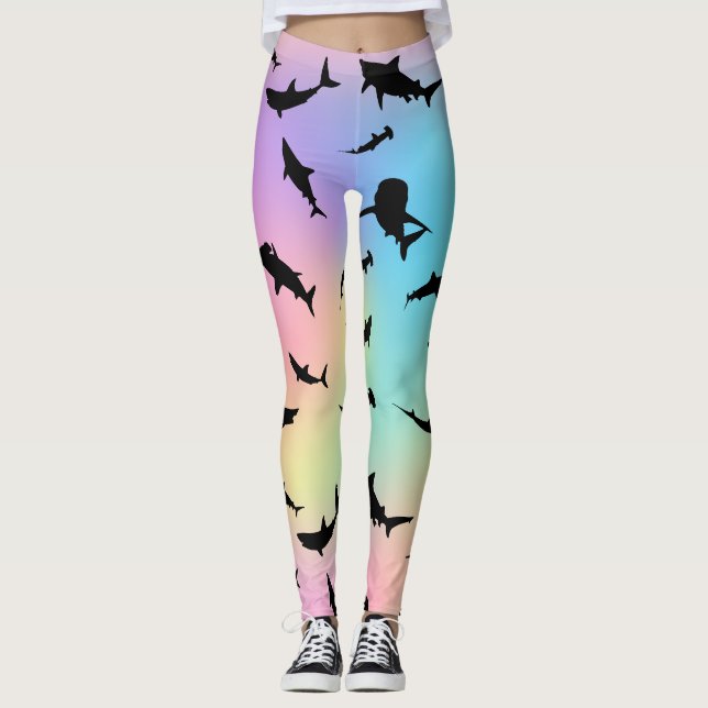 Legging baleia-tubarão-sombra no gradiente Rainbow (Frente)