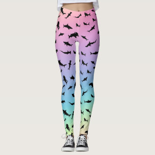 Legging baleia-tubarão-sombra no gradiente Rainbow