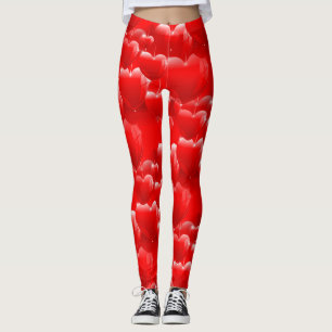 Legging balões de coração vermelho