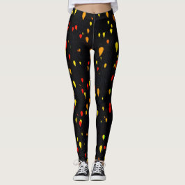 Legging Balões vermelhos e amarelos fundo negro atrasado