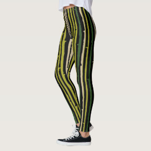 Legging Bambu Verde Strips em Preto