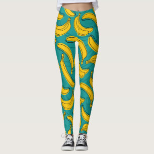 Legging Banana Amarela: Vintagem de Contorno Preta