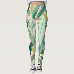 Legging Banana verde tropical deixa padrão rosa