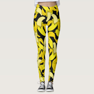 Legging Bananas Amarelas Vintage: Fundo Negro