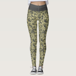 Legging banda branca e cinza de camuflagem verde militar