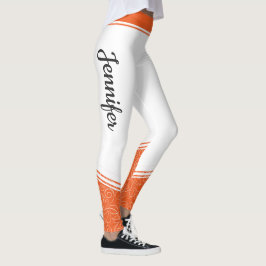 Legging Banda branca floral laranja e branca e denominação