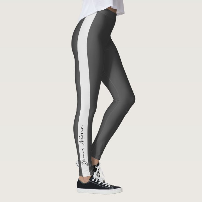 Legging Banda Vertical Monocromática das Cinzas esportivas (Direita)