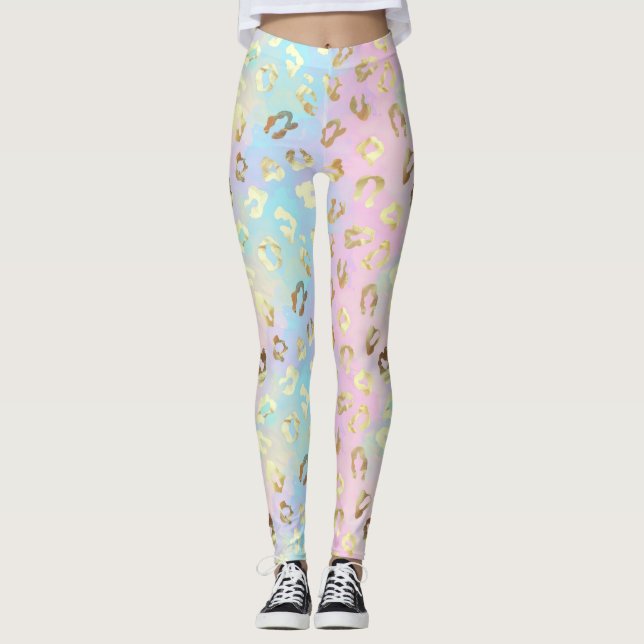 Legging Bandana de Pele de Leopardo em Cores Pastel (Frente)