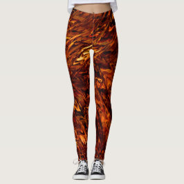 Legging bandas abstrato curvas em tons de ouro avermelhado