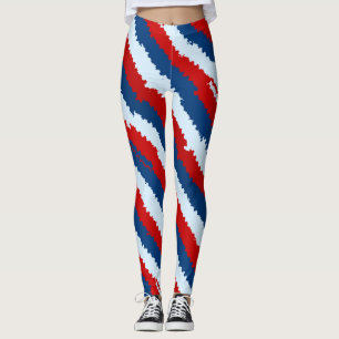 Legging Bandas Azuis Vermelhas